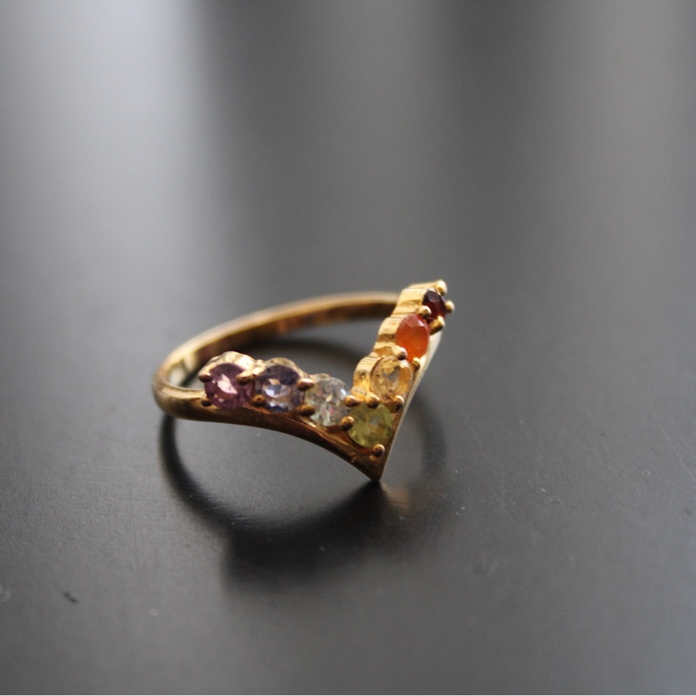 Chakras Ring 925, Gold Plated